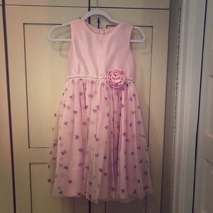 “Marmellata” pink dress with pink hearts, size 10